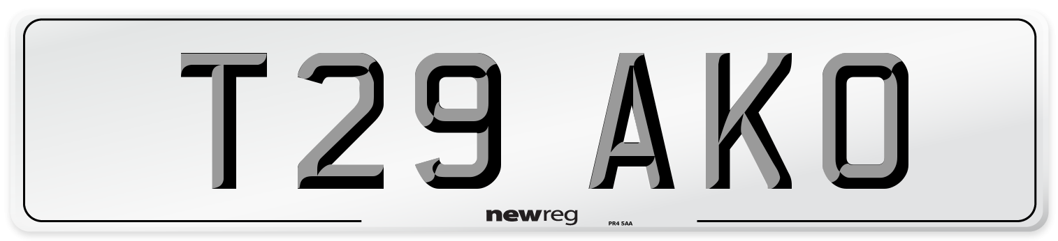 T29 AKO Number Plate from New Reg
